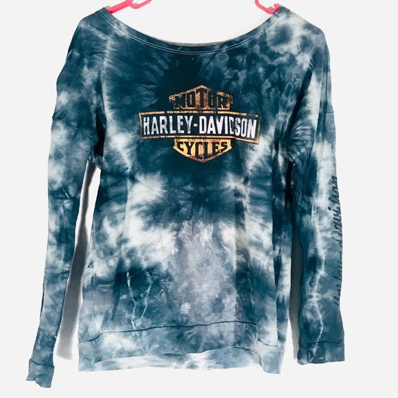 Harley-Davidson Tops - Harley Davidson Psychedelic Tie Dye Large soft, long sleeve Shirt VTG Cotton